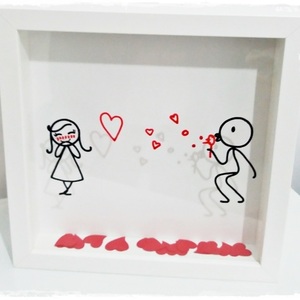 ΝΕW!!!Κάδρο "...Bubble love" - ξύλο, ιδιαίτερο, επιτοίχιο, αγάπη, πρωτότυπο, χειροποίητα, δώρα γάμου, δωράκι, personalised, ερωτευμένοι, διακοσμητικά - 2