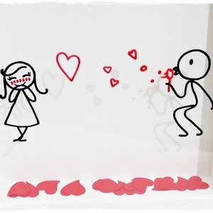 ΝΕW!!!Κάδρο "...Bubble love" - ξύλο, ιδιαίτερο, επιτοίχιο, αγάπη, πρωτότυπο, χειροποίητα, δώρα γάμου, δωράκι, personalised, ερωτευμένοι, διακοσμητικά - 3