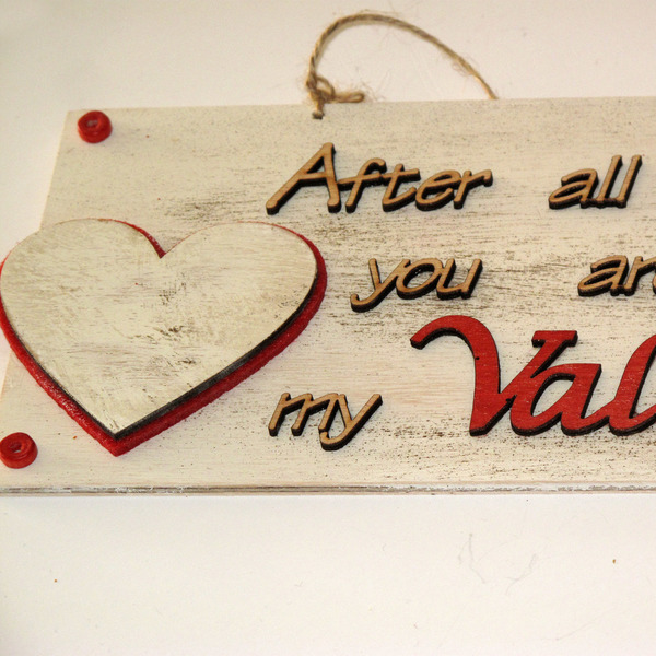 Ξύλινη επιγραφή για την ημερα ερωτευμένων - ξύλο, καρδιά, επιτοίχιο, αγάπη, ξύλινο, ερωτευμένοι, κρεμαστά - 2