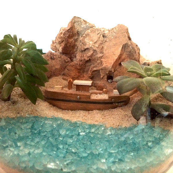 Terrarium - Το Ναυάγιο της Ζακύνθου - διακοσμητικό, πέτρα, πέτρες, δώρα γάμου, γυάλινες, θάλασσα, κασπώ, λουλούδι - 4