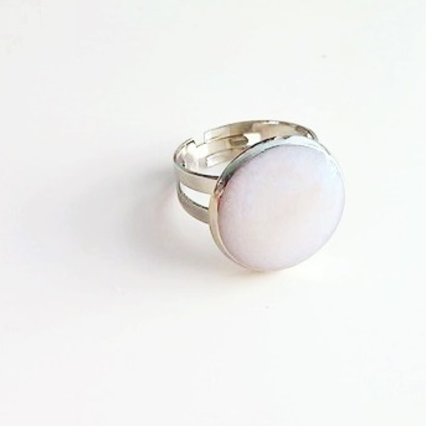 Δαχτυλίδι λευκό ''Pure white" - vintage, γυαλί, ιδιαίτερο, γυναικεία, στρογγυλό, επάργυρα, δαχτυλίδι, χειροποίητα, romantic, boho, αυξομειούμενα, φθηνά - 3