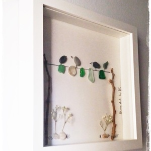 NEW!!! Κάδρο Stone Art "...Birds.." - ξύλο, γυαλί, ιδιαίτερο, μοναδικό, μοντέρνο, πίνακες & κάδρα, επιτοίχιο, πρωτότυπο, χειροποίητα, πέτρες, πέτρες, δώρα γάμου, γάμος, δωράκι, minimal, gift idea - 3