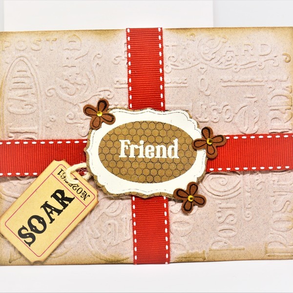 Κάρτα "Friendship" - κορδέλα, στρας, χαρτί, δώρο, λουλούδια, κορδόνια, είδη δώρου, γενική χρήση