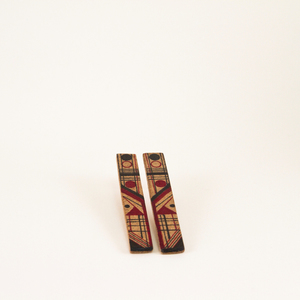 Ξύλινα σκουλαρίκια με γεωμετρικό μοτίβο "Panic in Detroit" - ξύλο, σκουλαρίκια, γεωμετρικά σχέδια, minimal - 2