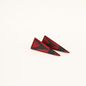 Ξύλινα σκουλαρίκια με γεωμετρικό μοτίβο"Lady Grinning Soul" - ξύλο, σκουλαρίκια, γεωμετρικά σχέδια, minimal - 3