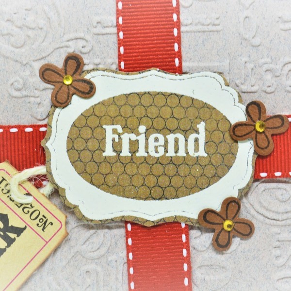 Κάρτα "Friendship" - κορδέλα, στρας, χαρτί, δώρο, λουλούδια, κορδόνια, είδη δώρου, γενική χρήση - 3
