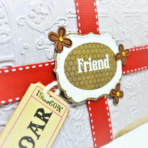 Κάρτα "Friendship" - κορδέλα, στρας, χαρτί, δώρο, λουλούδια, κορδόνια, είδη δώρου, γενική χρήση - 5