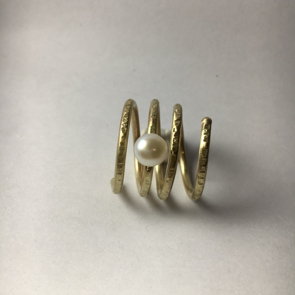 Δαχτυλίδι ορειχάλκινο σπιράλ με μαργαριτάρι - statement, μοντέρνο, μαργαριτάρι, μαργαριτάρι, ορείχαλκος, δαχτυλίδι, καθημερινό, boho, σταθερά, πέρλες, μεγάλα, φθηνά - 3