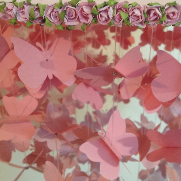 " In the pink " φωτιστικό με πεταλούδες - κορίτσι, χειροποίητα, δώρα για βάπτιση, romantic, πεταλούδες, παιδική διακόσμηση, δώρα για παιδιά, παιδικά φωτιστικά - 4