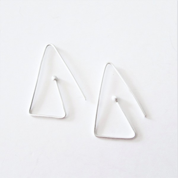 Τριγωνικά σκουλαρίκια από ασήμι - ασήμι 925, σκουλαρίκια, γεωμετρικά σχέδια, minimal, ασημένια - 2
