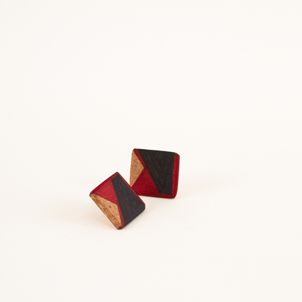 Ξύλινα σκουλαρίκια με γεωμετρικό μοτίβο "The Jean Genie" - ξύλο, σκουλαρίκια, γεωμετρικά σχέδια, minimal - 3