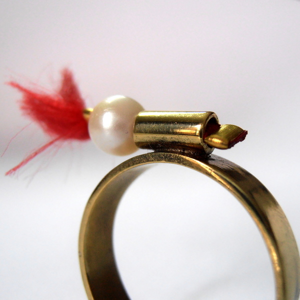 Ορειχάλκινο δαχτυλίδι με φουντίτσα - ιδιαίτερο, μαργαριτάρι, ορείχαλκος, με φούντες, δαχτυλίδι, καθημερινό, all day, διακριτικό - 3