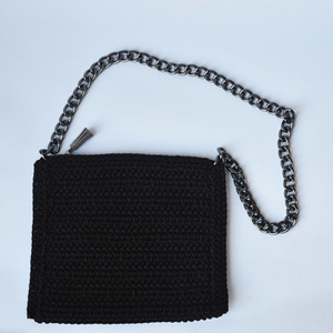 Χειροποίητη crochet τσάντα ώμου BLACK SILVER - αλυσίδες, αλυσίδες, ώμου, crochet, τσάντα, χειροποίητα, πλεκτές τσάντες, φθηνές - 3