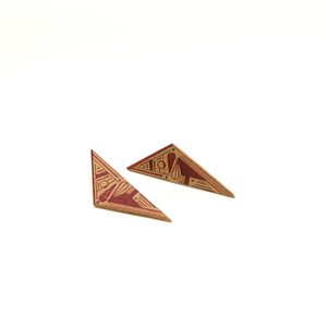 Ξύλινα σκουλαρίκια με γεωμετρικό μοτίβο "Toledo" - ξύλο, σκουλαρίκια, γεωμετρικά σχέδια, minimal