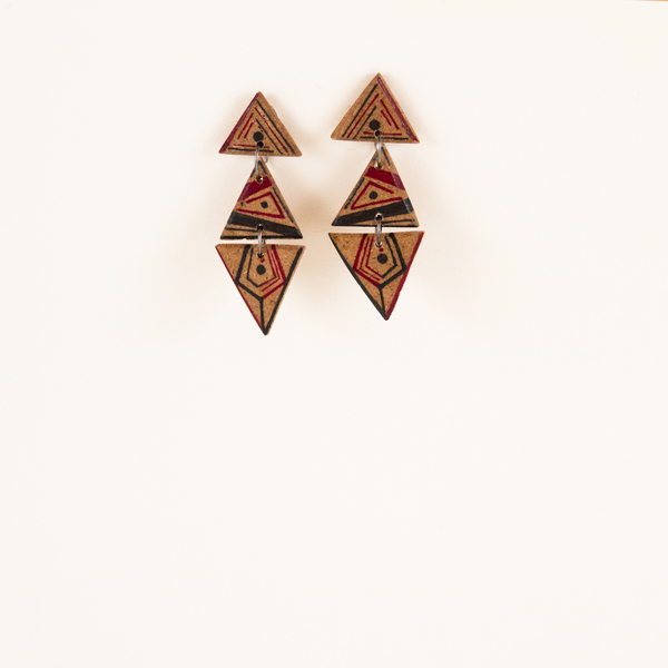 Ξύλινα σκουλαρίκια με γεωμετρικό μοτίβο "Let's spend the night together" - ξύλο, σκουλαρίκια, γεωμετρικά σχέδια, minimal