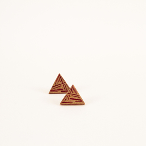 Ξύλινα σκουλαρίκια με γεωμετρικό μοτίβο "Iona" - σκουλαρίκια, γεωμετρικά σχέδια, minimal, ξύλο, φθηνά