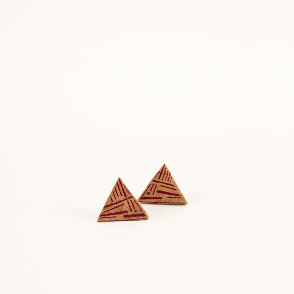 Ξύλινα σκουλαρίκια με γεωμετρικό μοτίβο "Iona" - ξύλο, σκουλαρίκια, γεωμετρικά σχέδια, minimal, φθηνά - 3
