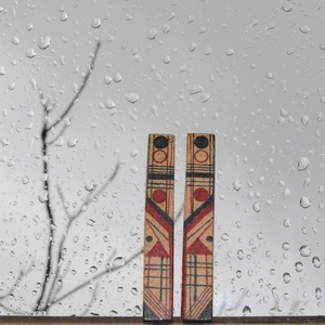 Ξύλινα σκουλαρίκια με γεωμετρικό μοτίβο "Panic in Detroit" - ξύλο, σκουλαρίκια, γεωμετρικά σχέδια, minimal - 5