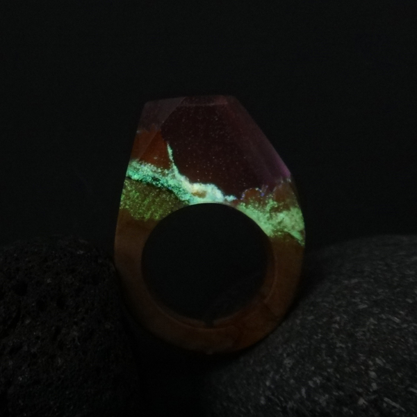 Ξύλινο Δαχτυλίδι “Mars” (RWR00019M) - statement, ξύλο, ρητίνη, δαχτυλίδι, ξύλινο, κερί, σταθερά, μεγάλα - 4