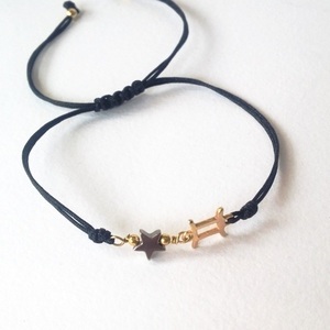 Βραχιόλι ζώδιο - fashion, charms, επιχρυσωμένα, αστέρι, κορδόνια, minimal, γενέθλια, ζώδια, αυξομειούμενα, δώρα για γυναίκες
