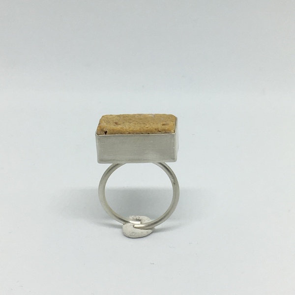 Ασημένιο δαχτυλίδι χειροποίητο με κίτρινο μάρμαρο - statement, μοναδικό, μοντέρνο, ασήμι 925, δαχτυλίδι, γεωμετρικά σχέδια, χειροποίητα, μεγάλα, αυξομειούμενα