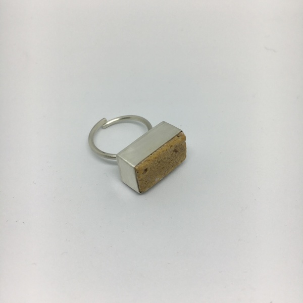Ασημένιο δαχτυλίδι χειροποίητο με κίτρινο μάρμαρο - statement, μοναδικό, μοντέρνο, ασήμι 925, δαχτυλίδι, γεωμετρικά σχέδια, χειροποίητα, μεγάλα, αυξομειούμενα - 2