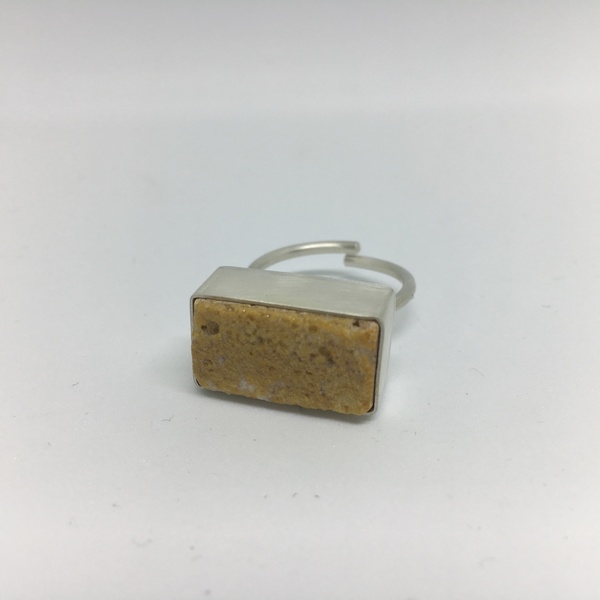 Ασημένιο δαχτυλίδι χειροποίητο με κίτρινο μάρμαρο - statement, μοναδικό, μοντέρνο, ασήμι 925, δαχτυλίδι, γεωμετρικά σχέδια, χειροποίητα, μεγάλα, αυξομειούμενα - 3