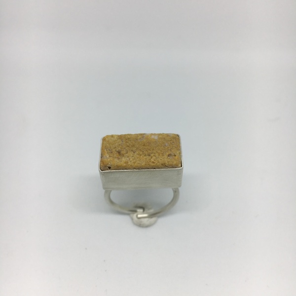 Ασημένιο δαχτυλίδι χειροποίητο με κίτρινο μάρμαρο - statement, μοναδικό, μοντέρνο, ασήμι 925, δαχτυλίδι, γεωμετρικά σχέδια, χειροποίητα, μεγάλα, αυξομειούμενα - 4
