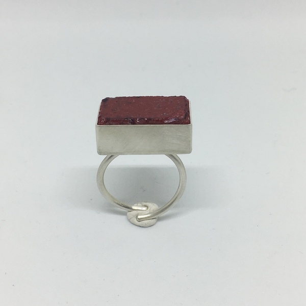 Ασημένιο δαχτυλίδι χειροποίητο με κόκκινο μάρμαρο - statement, μοναδικό, μοντέρνο, ασήμι 925, δαχτυλίδι, γεωμετρικά σχέδια, χειροποίητα, minimal, μεγάλα, αυξομειούμενα