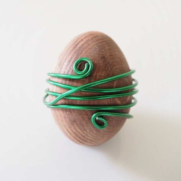 Μεγάλο ξύλινο πασχαλινό αυγό με πράσινο αλουμίνιο - διακοσμητικό, ξύλο, μοναδικό, αλουμίνιο, δώρο, χειροποίητα, είδη διακόσμησης, είδη δώρου, αυγό - 5