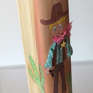 Λαμπάδα με ξύλινο κουτί"Far West" - ζωγραφισμένα στο χέρι, αγόρι, λαμπάδες, νονά, μαμά, μπαμπάς, κερί, για παιδιά - 2