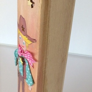 Λαμπάδα με ξύλινο κουτί"Far West" - ζωγραφισμένα στο χέρι, αγόρι, λαμπάδες, νονά, μαμά, μπαμπάς, κερί, για παιδιά - 5