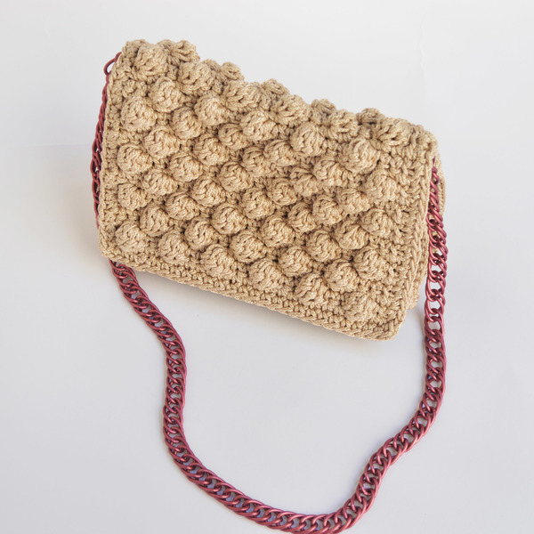 Τσάντα crochet ώμου με αλυσίδα - αλυσίδες, αλυσίδες, πλεκτό, ώμου, crochet, τσάντα, χειροποίητα, πλεκτές τσάντες