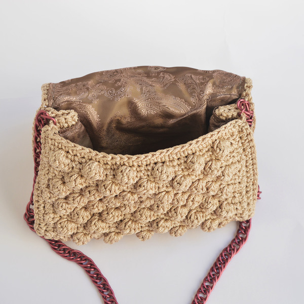 Τσάντα crochet ώμου με αλυσίδα - αλυσίδες, αλυσίδες, πλεκτό, ώμου, crochet, τσάντα, χειροποίητα, πλεκτές τσάντες - 2