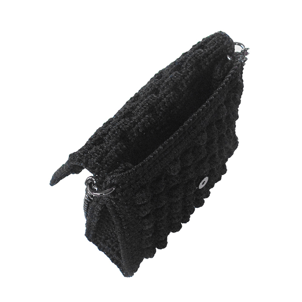 Black Bubbles Crochet Bag - Xειροποίητη κροσέ τσάντα ώμου - αλυσίδες, chic, handmade, fashion, μόδα, ιδιαίτερο, μοναδικό, μοντέρνο, πλεκτό, γυναικεία, δώρο, crochet, κορδόνια, χειροποίητα, εντυπωσιακά, δώρα, για όλες τις ώρες, must αξεσουάρ, must, ξεχωριστό, γενέθλια, unique, πλεκτές τσάντες, δώρα για γυναίκες - 4