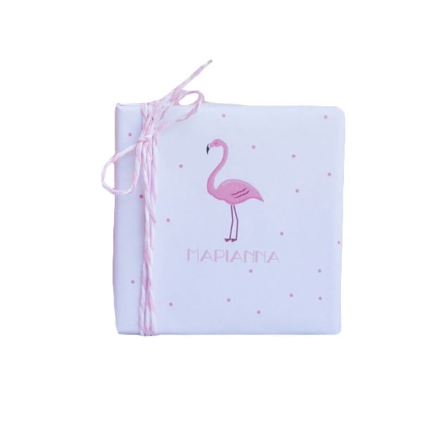 Λευκό κουτάκι θέμα flamingo - 40 τεμάχια - μπομπονιέρα, κουτί, βάπτιση, βάπτισης