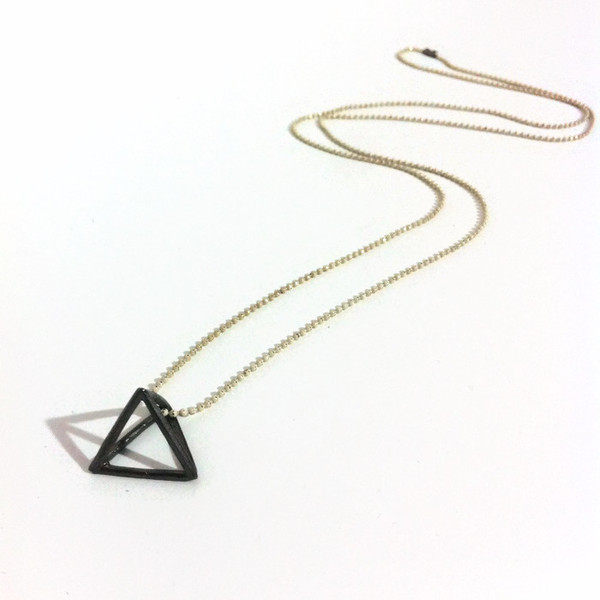 Μακρύ Κολιέ "Triangle" - μοντέρνο, ορείχαλκος, μακρύ, γεωμετρικά σχέδια, μακριά, unisex, rock, Black Friday