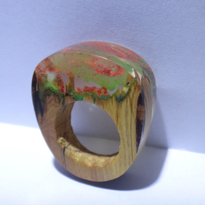 Ξύλινο Δαχτυλίδι ρητίνης “Reef” - statement, ξύλο, ρητίνη, δαχτυλίδι, ξύλινο, κερί, σταθερά, μεγάλα - 3