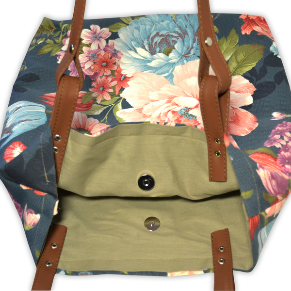 Τσάντα ώμου Blossom - φλοράλ, bag, tote, τσάντα, ώμου, γυναικεία, ύφασμα, δερματίνη, παραλία, καλοκαίρι, πάνινες τσάντες, all day, θαλάσσης, φθηνές, μεγάλες - 3