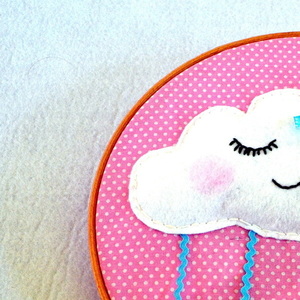 Παιδικό 3D Διακοσμητικό Τελαράκι "Sleepy Cloud" - βαμβάκι, κεντητά, διακοσμητικό, κορίτσι, επιτοίχιο, πουά, τσόχα, χειροποίητα, δωράκι, είδη διακόσμησης, τελάρα κεντήματος, δώρα για παιδιά, κρεμαστά, δώρα για γυναίκες - 2