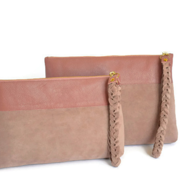 Ivy Pouch σε σάπιο μήλο από δέρμα και suede - δέρμα, statement, βαμβάκι, chic, fashion, γυναικεία, φάκελοι, minimal, δερματίνη, γυναίκα, χειρός, μικρές - 5