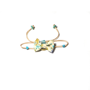 Τurquoise Bow Bracelet - ημιπολύτιμες πέτρες, ημιπολύτιμες πέτρες, ύφασμα, βαμβάκι, φιόγκος, καλοκαιρινό, charms, ιδιαίτερο, νήμα, χαολίτης, αιματίτης, κορδόνια, χειροποίητα, φλοράλ, romantic, αυξομειούμενα, φθηνά