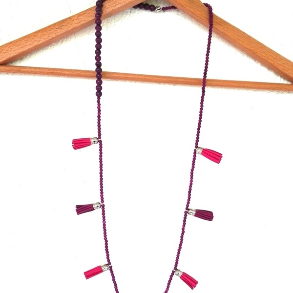 Bohemian style necklace - chic, μακρύ, με φούντες, κολιέ, χειροποίητα, χάντρες, elegant, boho, ethnic - 2