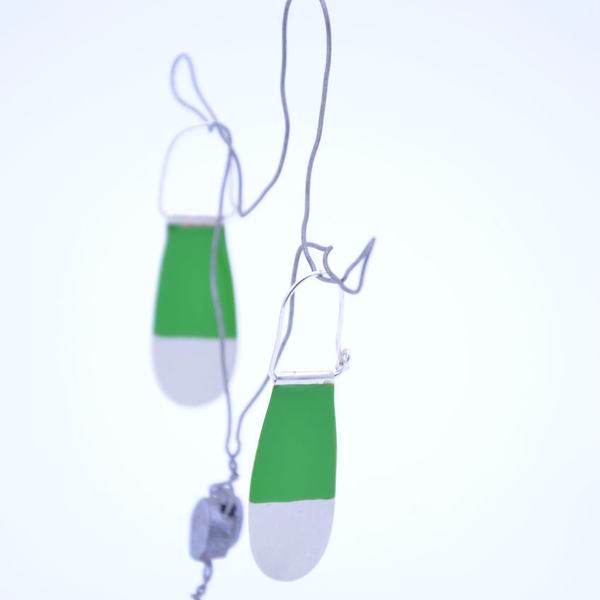 ''Cold Green'' earrings / Γεωμετρικά σκουλαρίκια - ιδιαίτερο, μοναδικό, μοντέρνο, καλοκαίρι, ασήμι 925, σμάλτος, αλπακάς, σκουλαρίκια, γεωμετρικά σχέδια, χειροποίητα, must αξεσουάρ, κρεμαστά, Black Friday - 3
