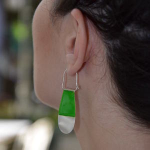 ''Cold Green'' earrings / Γεωμετρικά σκουλαρίκια - ιδιαίτερο, μοναδικό, μοντέρνο, καλοκαίρι, ασήμι 925, σμάλτος, αλπακάς, σκουλαρίκια, γεωμετρικά σχέδια, χειροποίητα, must αξεσουάρ, κρεμαστά, Black Friday - 4