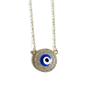 big blue eye| κολιε ματι αλυσιδα - chic, στρας, στρας, fashion, χρωματιστό, vintage, charms, ιδιαίτερο, μοντέρνο, μέταλλο, κολιέ, μάτι, εντυπωσιακό, καθημερινό, minimal, must, κοντά, ευκολοφόρετο, διαχρονικό, μπρούντζος, amano, Black Friday, φθηνά