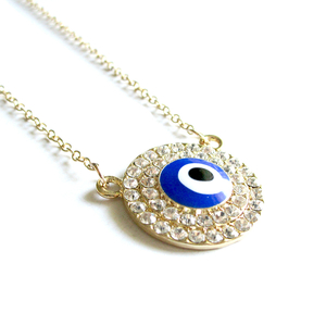 big blue eye| κολιε ματι αλυσιδα - chic, στρας, στρας, fashion, χρωματιστό, vintage, charms, ιδιαίτερο, μοντέρνο, μέταλλο, κολιέ, μάτι, εντυπωσιακό, καθημερινό, minimal, must, κοντά, ευκολοφόρετο, διαχρονικό, μπρούντζος, amano, Black Friday, φθηνά - 2