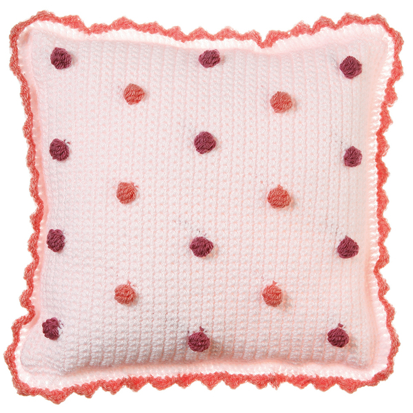 Πλεκτό διακοσμητικό μαξιλάρι pink dream - διακοσμητικό, vintage, πλεκτό, πολυεστέρας, κορίτσι, romantic, μαξιλάρια