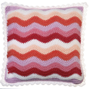 Πλεκτό διακοσμητικό μαξιλάρι pink waves - διακοσμητικό, vintage, πλεκτό, πολυεστέρας, κορίτσι, δώρα για βάπτιση, δωμάτιο, romantic, μαξιλάρια