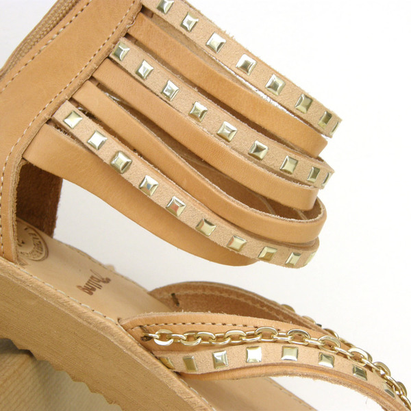 Gold Anklet σανδάλια - δέρμα, αλυσίδες, αλυσίδες, επιχρυσωμένα, σανδάλια, boho, ethnic, rock, αρχαιοελληνικό, gladiator, φλατ - 2